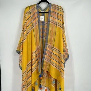 NWT Free People Yellow Tassle Open Shawl